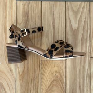 J.Crew Block-Heel Sandals- leopard print- never worn!